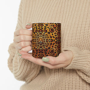 White Ceramic Mug — Bold Leopard Hiidden Pattern Coffee Cup (11oz & 15oz)