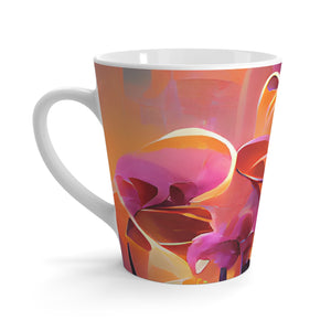 Latte White Mug - Perfect for Coffee Enthusiasts / Dreamy Orange Orchids