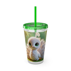 Tropical Tumbler with Straw | 16 oz: Baby White Peacock