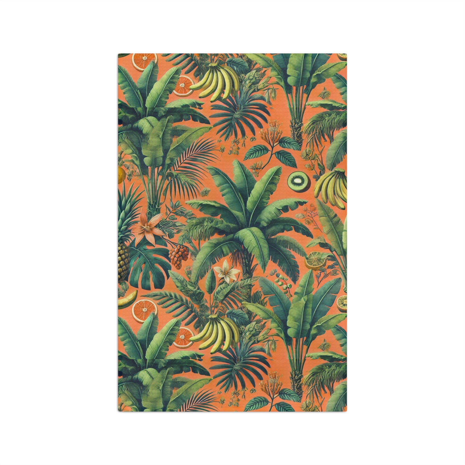 Tropical Microfiber Coffee/Tea Towel – Palms & Bananas, Orange