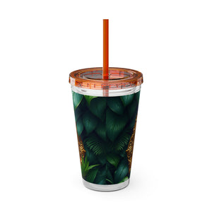 Tropical Tumbler with Straw | 16 oz: Framed Orangutan Apes