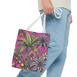 Tropical Fruit/Hot Pink Tote Bag - 3 Sizes