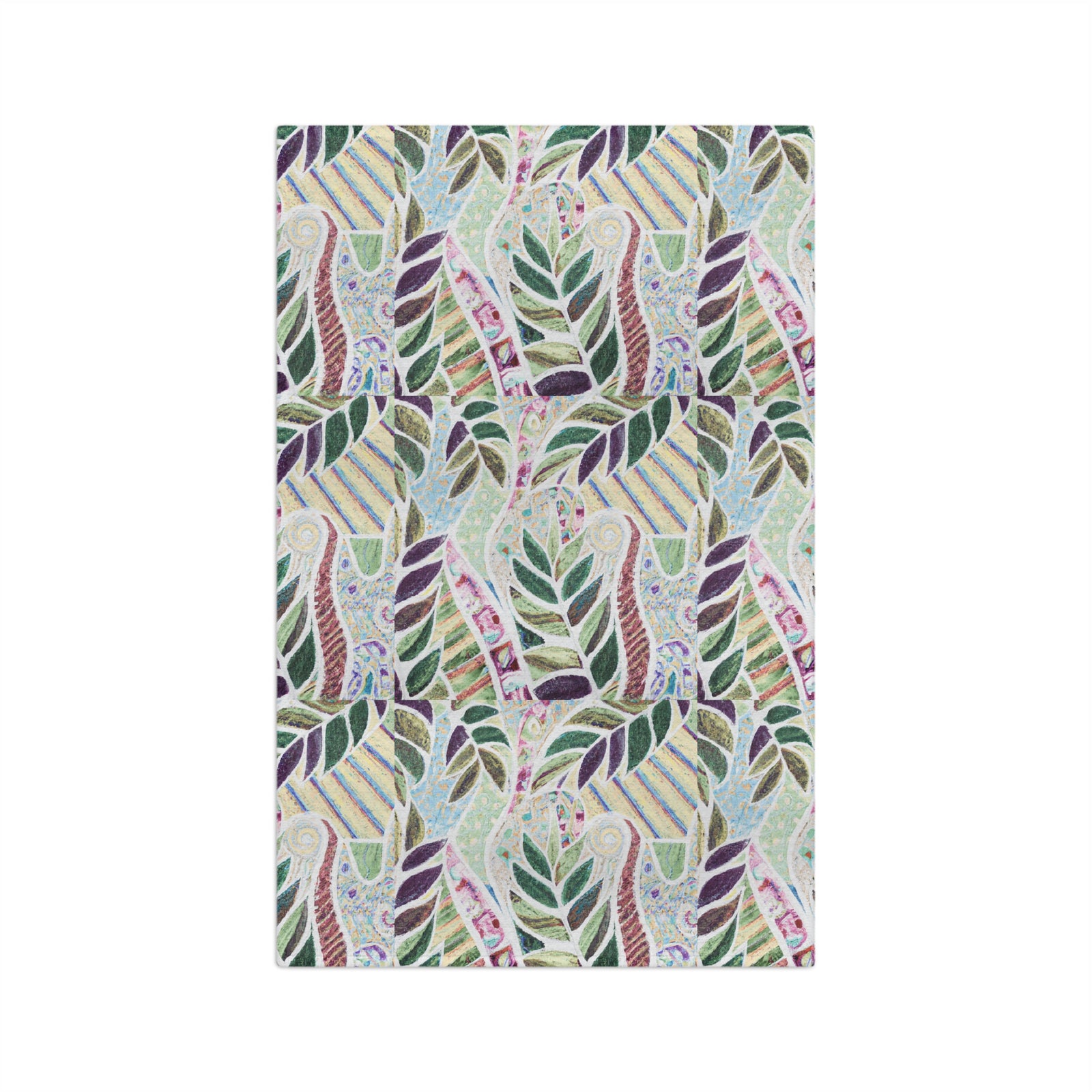 Tropical Microfiber Coffee/Tea Towel ~ Botanical Amazon Whimsy, Vintage