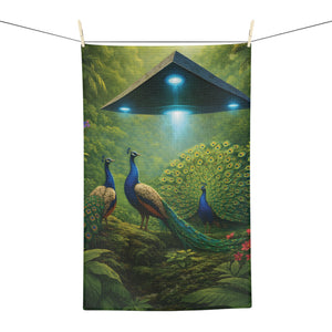Microfiber Coffee/Tea Towel  ~ Peacocks & UFO