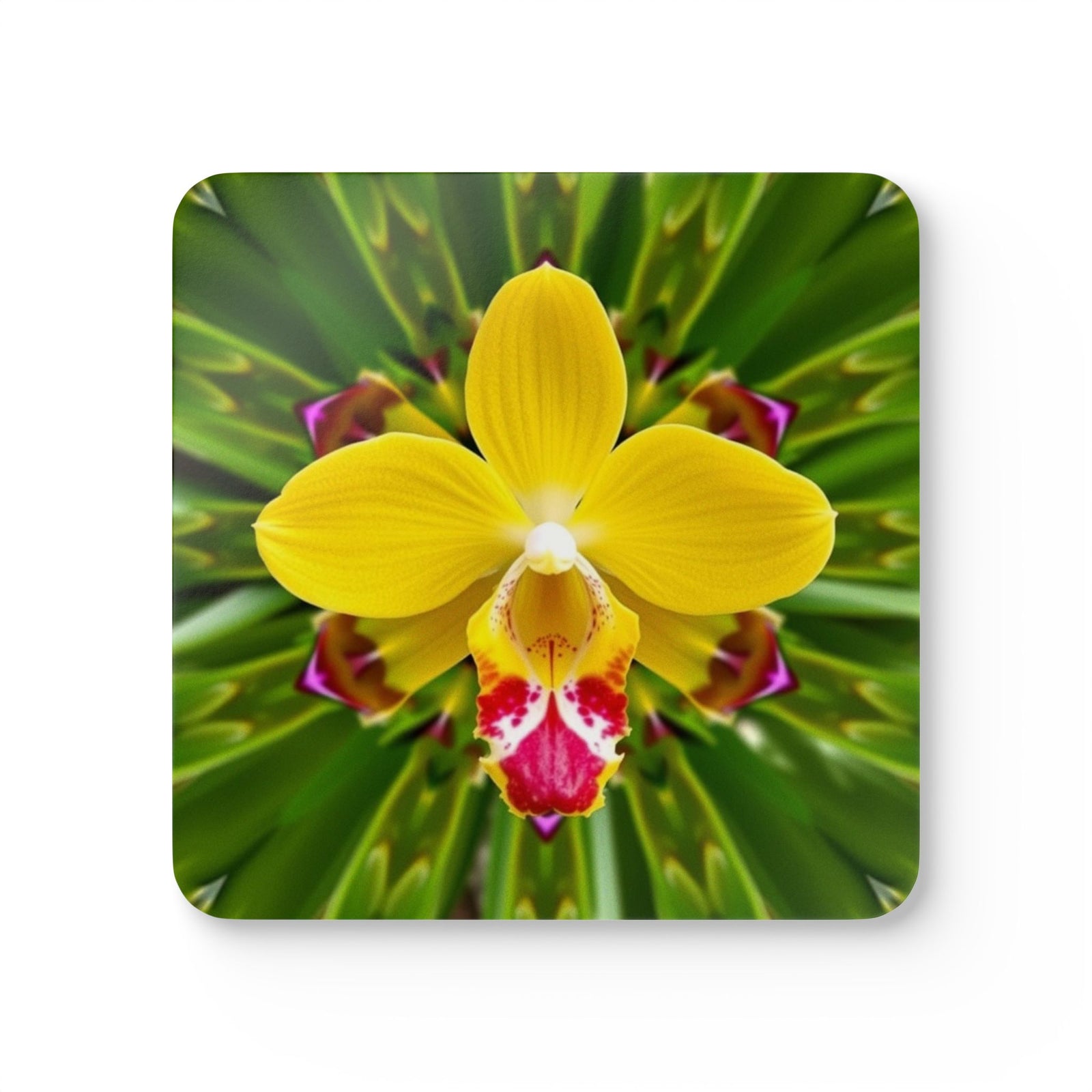 Coaster Set/4 - Yellow Orchid Kaleidoscope