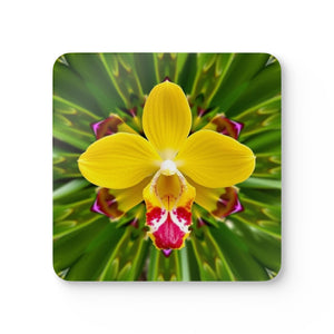 Coaster Set/4 - Yellow Orchid Kaleidoscope