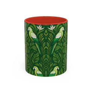 Accent Coffee Mug (11, 15oz), 8 Colors - Parrot Family, Lime