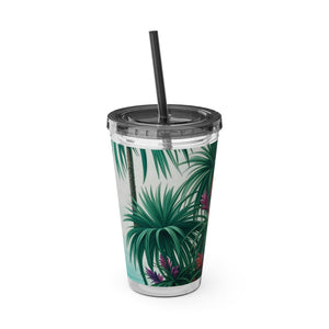 Tropical Tumbler with Straw | 16 oz: Tiny Palm Island