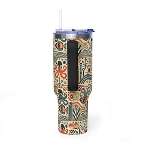 40oz Tumbler Art Deco Octopus Pattern Thermal