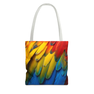 Tropical Macaw Parrot Feathers Tote Bag - Colorful Design, 3 Sizes