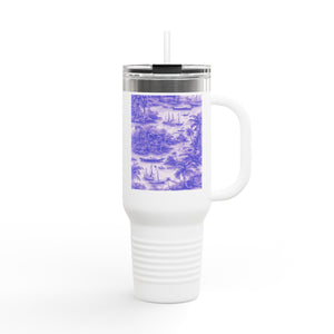 Insulated Travel Mug, 40oz / Tropical Toile, Amethyst - Perfect for Outdoor Adventures