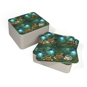 Bulk Hardboard Coffee Coasters — UFOs & Alien Abduction (Set of 4/8/12)