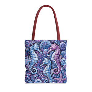 Seahorse Trio Tote Bag, Blue - 3 Sizes