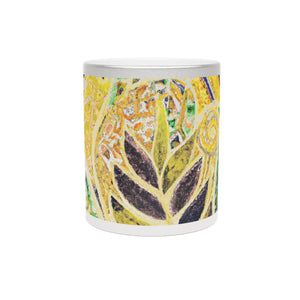 Tropical Metallic Mug, Gold or Silver - Amazon Whimsy, Yellow