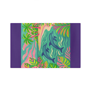 Tropical Microfiber Coffee/Tea Towel ~ Jumping Dolphins, Purple