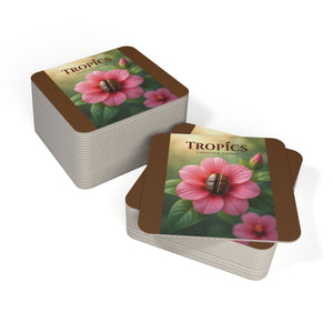 Tropical Cardboard Coaster Set — Coffee Bean Flower (50 or 100 pcs)