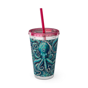 Tropical Tumbler with Straw | 16oz: Aqua Octopus