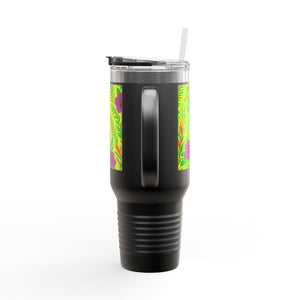 Midnight Flower Yellow Insulated Travel Mug - 40oz - Perfect for Outdoor Adventures