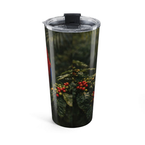 20oz Insulated Travel Tumbler — Colorful Macaw Parrot & Coffee Plants