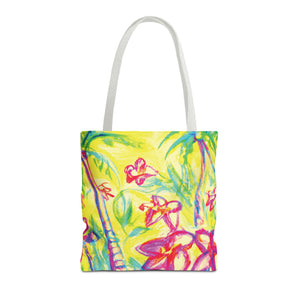Tropical Doodles Tote Bag, Yellow - 3 Sizes