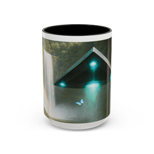 Accent Coffee Mug (11, 15oz), 8 Colors - UFO and Waterfall