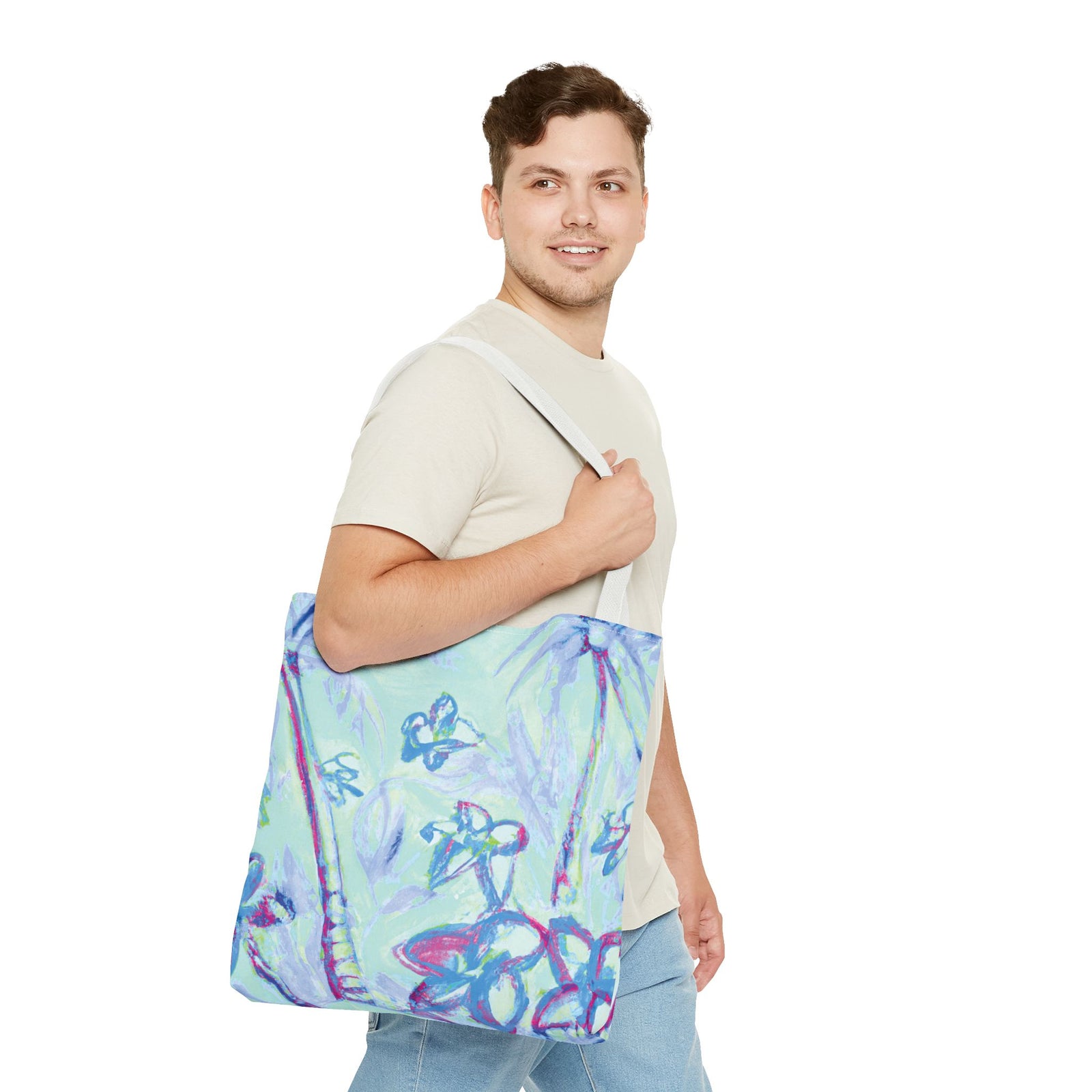 Blue Tropical Doodles Tote Bag - 3 Sizes