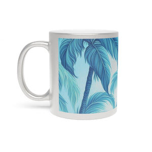 Tropical Metallic Mug, Gold or Silver: Azure Palms