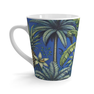 Latte White Mug - Tropical Fruit, Dark Blue