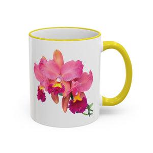 Accent Rim & Handle Mug – Pink Orchids