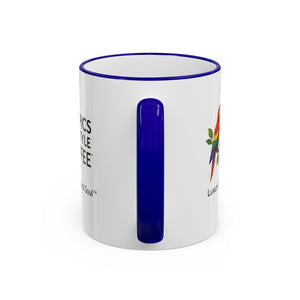 Accent Rim & Handle Coffee Mug ~ Tropics Lifestyle Coffee Parrot Logo