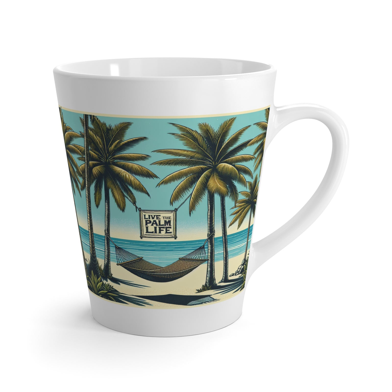 Latte White Mug - Perfect for Tropical Lovers & Coffee Enthusiasts / Hammock on the Beach