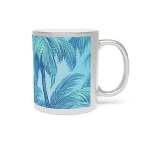 Tropical Metallic Mug, Gold or Silver: Azure Palms