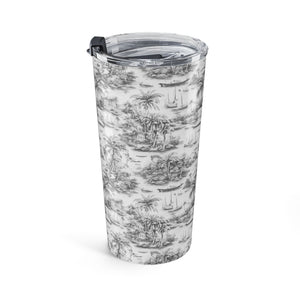 20oz Tumbler — Vintage Tropical Toile/Grey Travel Mug