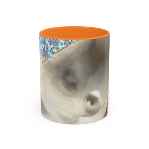 Colorful Mugs (11oz, 15oz), Disco White Pearl Oyster Macro