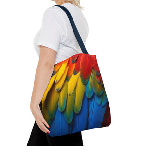 Tropical Macaw Parrot Feathers Tote Bag - Colorful Design, 3 Sizes