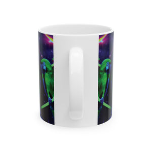 Ceramic White Mug - 11oz & 15oz, Galatic Parrots