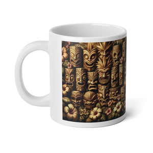 Jumbo Mug, 20oz, Tiki Totem Faces | Tropical Coffee Cup
