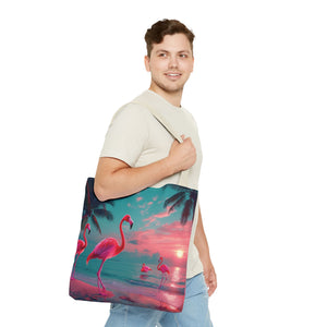 Neon Flamingos at Night Tote Bag - 3 Sizes