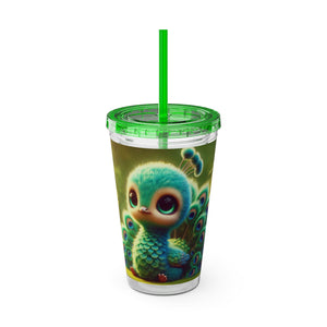 Tropical Tumbler with Straw | 16 oz: Baby Peacock