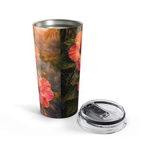20oz Tumbler ~ Orange Hibiscus Insulated Travel Mug