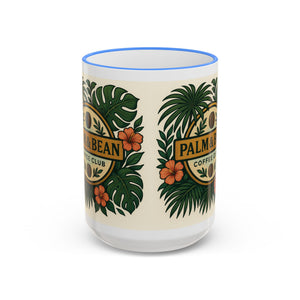 Accent Rim & Handle Coffee Mug — Palm & Bean Coffee Club Logo