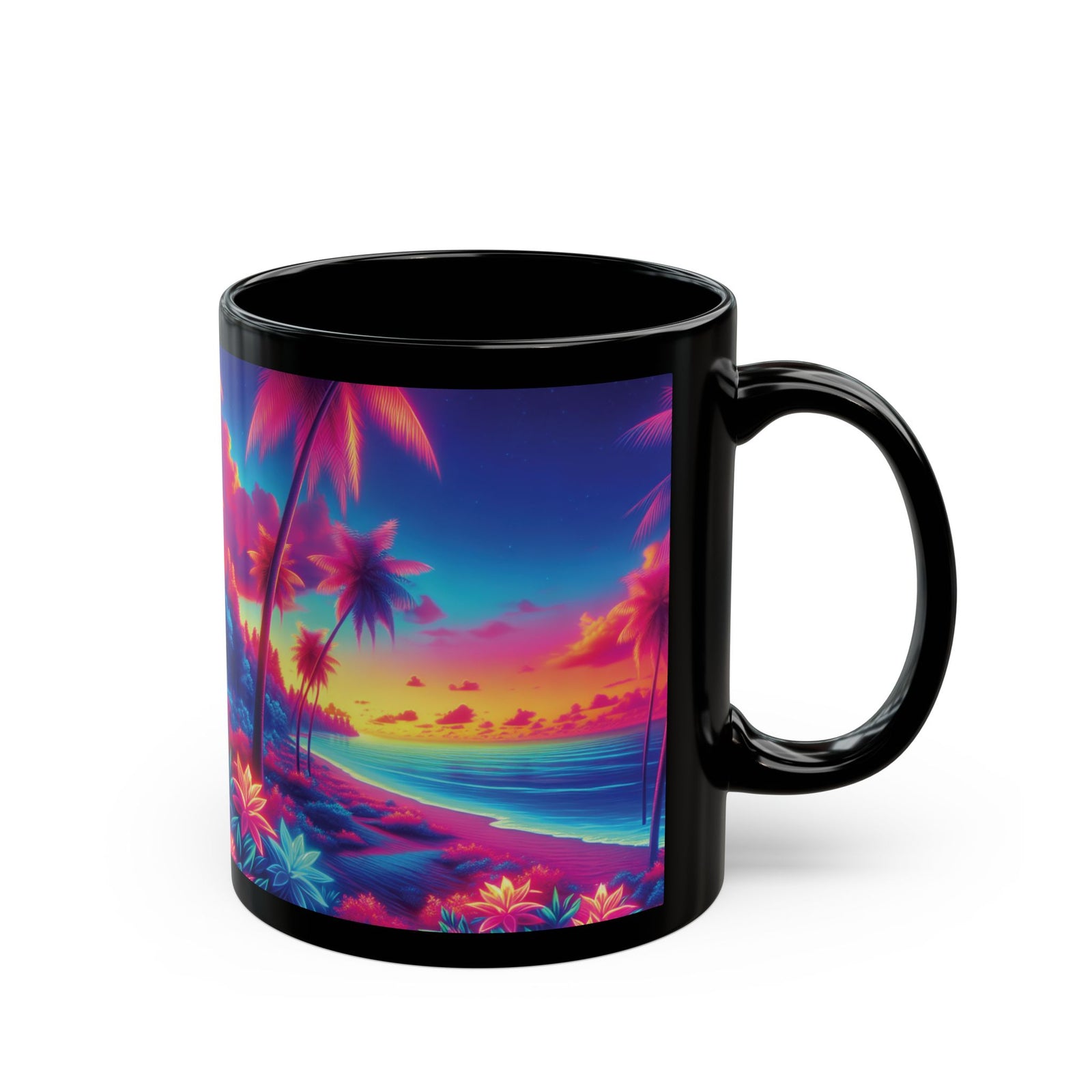 Black Coffee Mug - Glorious Skies Tropical Beach
