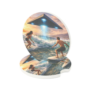 Soapstone Car Coaster - UFO & Surfers