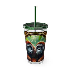 Tropical Tumbler with Straw | 16 oz: Framed Orangutan Apes