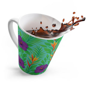 Latte White Mug - Midnight Flower Green
