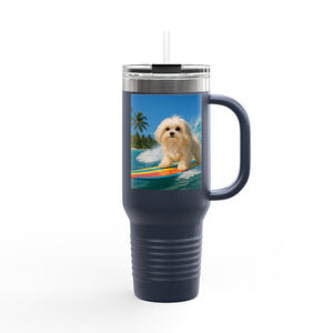 Puppy Ariel the Dog Surfer Insulated Travel Mug - 40oz - Perfect for Outdoor Adventures