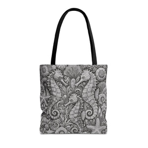 Seahorse Trio Tote Bag, Noir - 3 Sizes