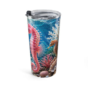 20oz Tumbler — Colorful Pink Seahorse Insulated Travel Cup