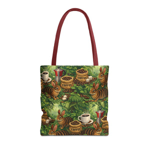 Tropical Rabbits & UFOs Tote Bag, Black - 3 Sizes