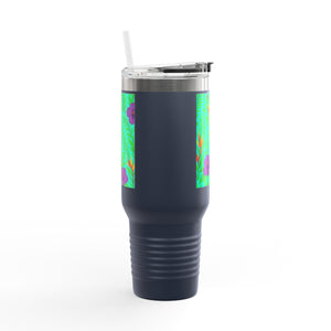 Midnight Flower Green Insulated Travel Mug - 40oz - Perfect for Outdoor Adventures